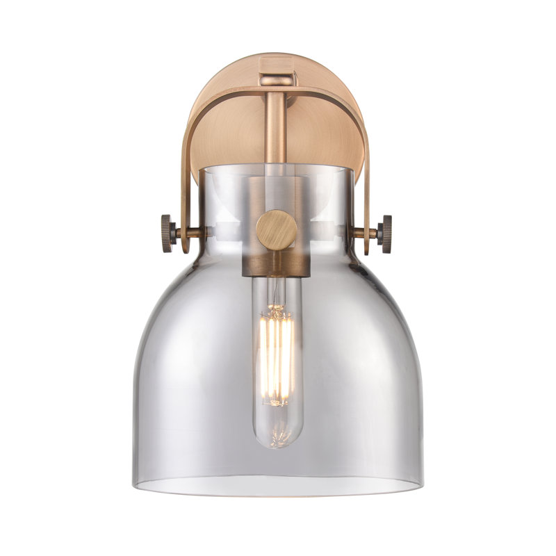 Applique murale 1 lumière 6 po Skycrest, Laiton brossé, Plaqué couleur fumée