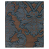 Implied Damask Area Rug in Blue/Brown