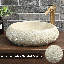 Lavabo de salle de bain circulaire fait à la main 17,7 "avec bonde escamotable sculptée antique-120866986