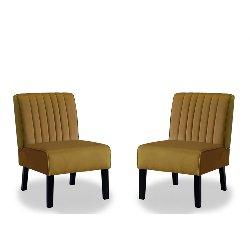 Ensemble de 2 chaises d'appoint Mid-Century modernes, Jaune