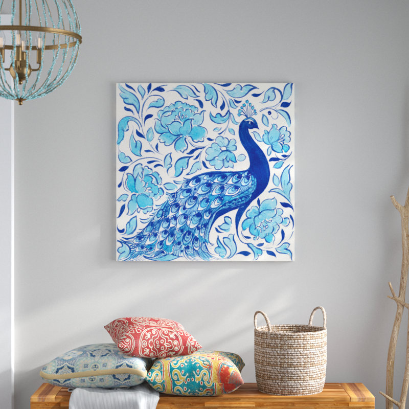 «Peacock Garden IV» par Miranda Thomas - reproduction d'art sur toile non encadrée, H 36 po x l 36 po