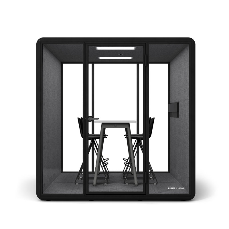 Series A High Table 57X27", 4 Key Stools, Charcoal, Charcoal