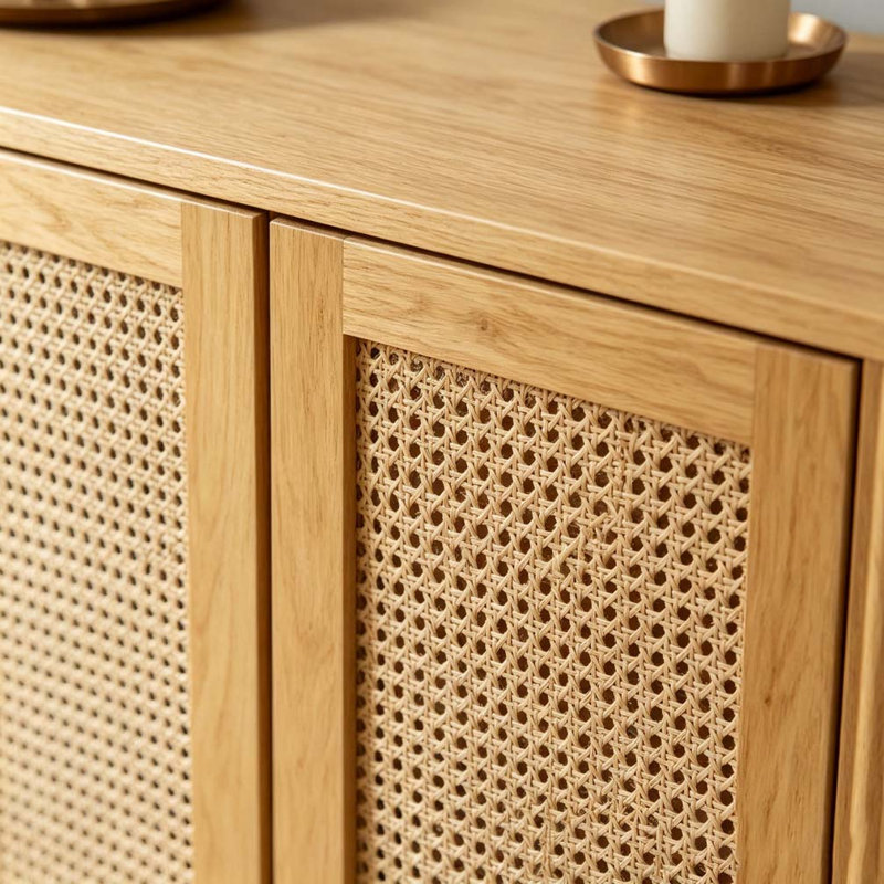 Armoire de rangement de 64 pouces en forme de vague, buffet d'angle arrondi