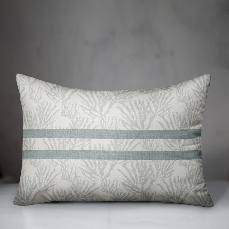 Blue and White Striped Square Reversible Throw Pillow