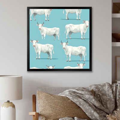 Motif de vache blanche minimaliste II - vache, art mural