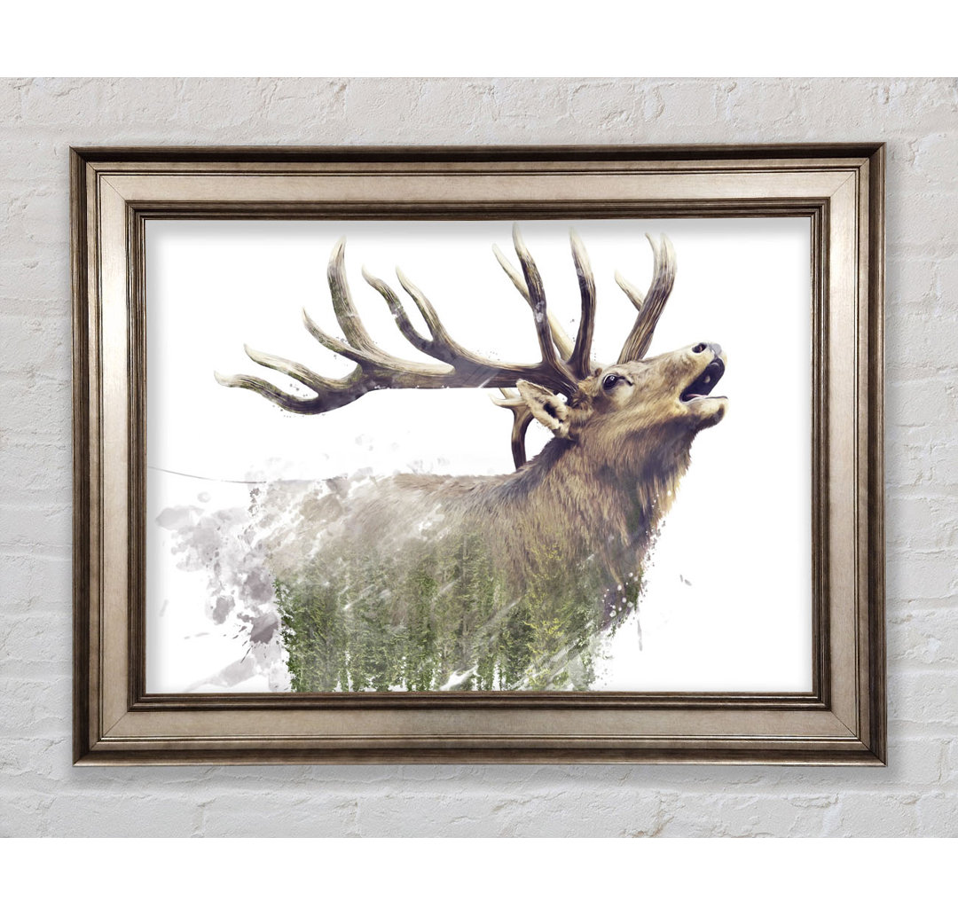 Double Exposure Stag - Einzelner Bilderrahmen Kunstdrucke