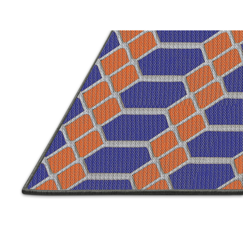 Tapis orange / bleu Katy, Rectangle 6 pi x 9 pi