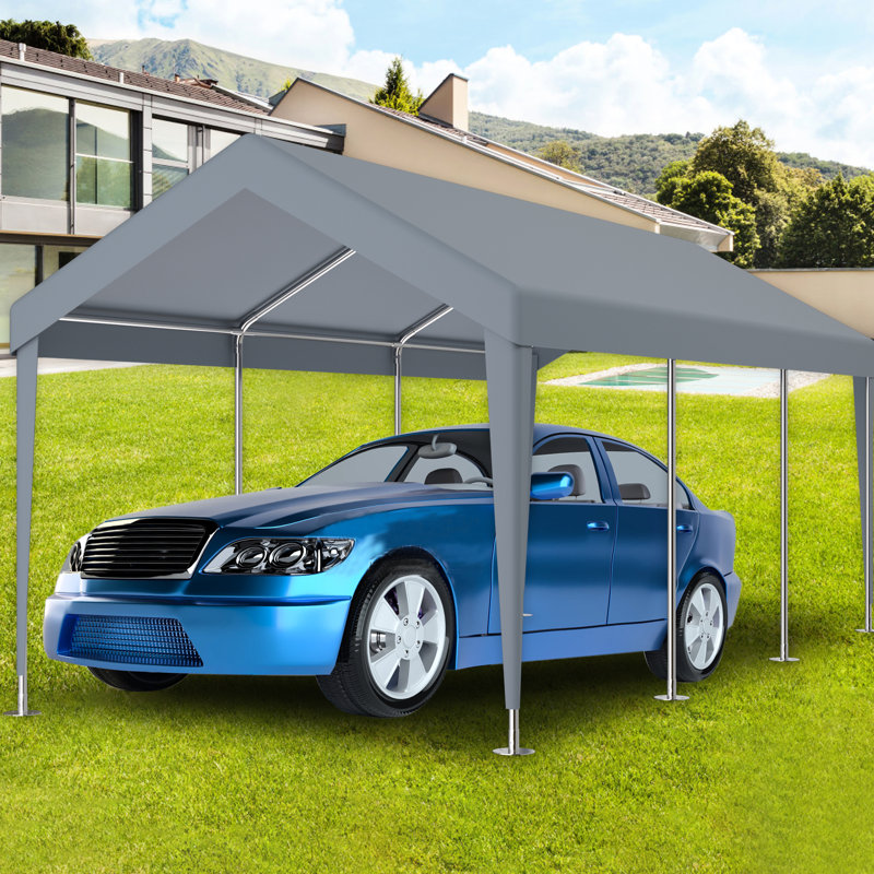 10X20ft Garage Canopy Substitute Tarp, Waterproof And With 72 Elastic Buckles. Grey Polypropylene For Carport Shelter. Effortless Installation Compact Space Saving Alteration & Protected Quick Stable