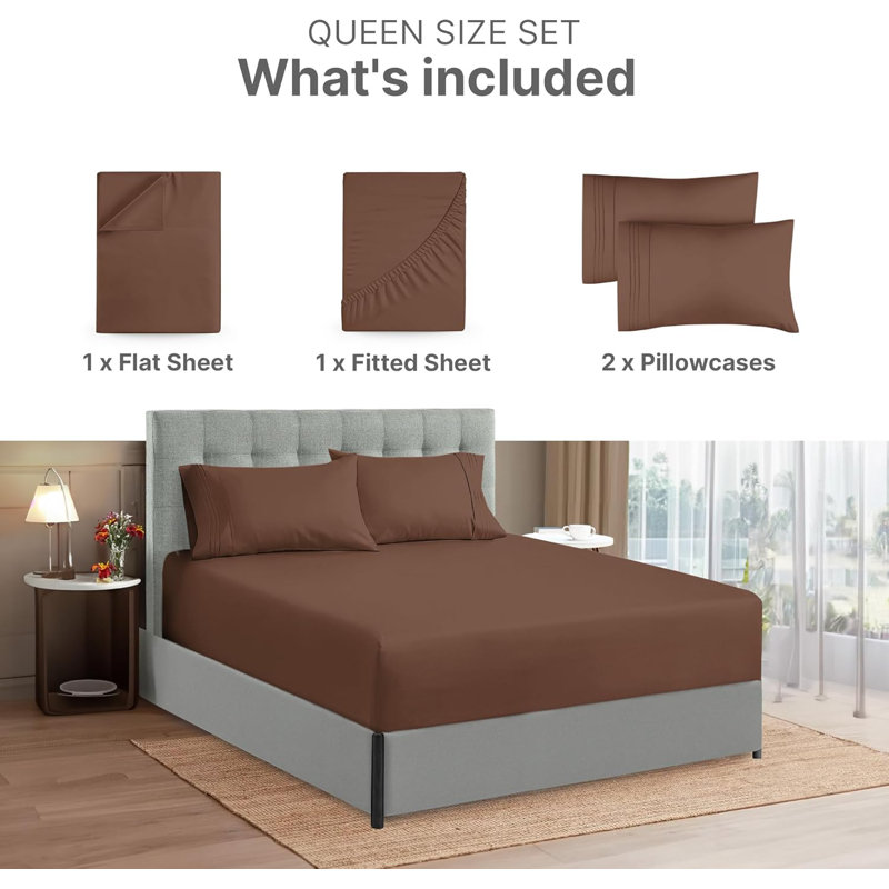 Full Deep Pocket Brown Microfiber Sheet Set