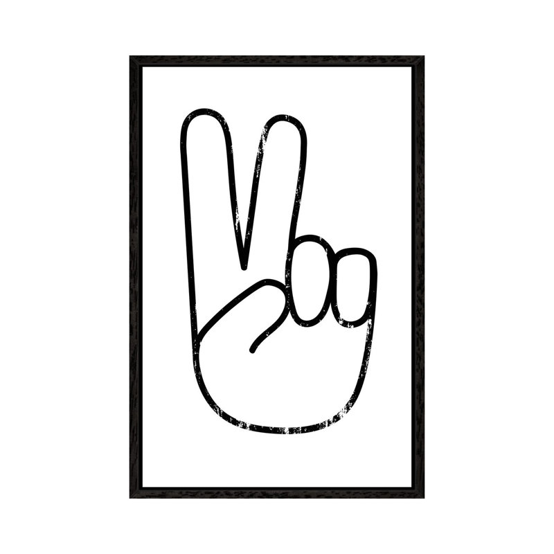 Peace Sign - Print on Canvas, 66.04 cm H x 45.72 cm W, Black Framed