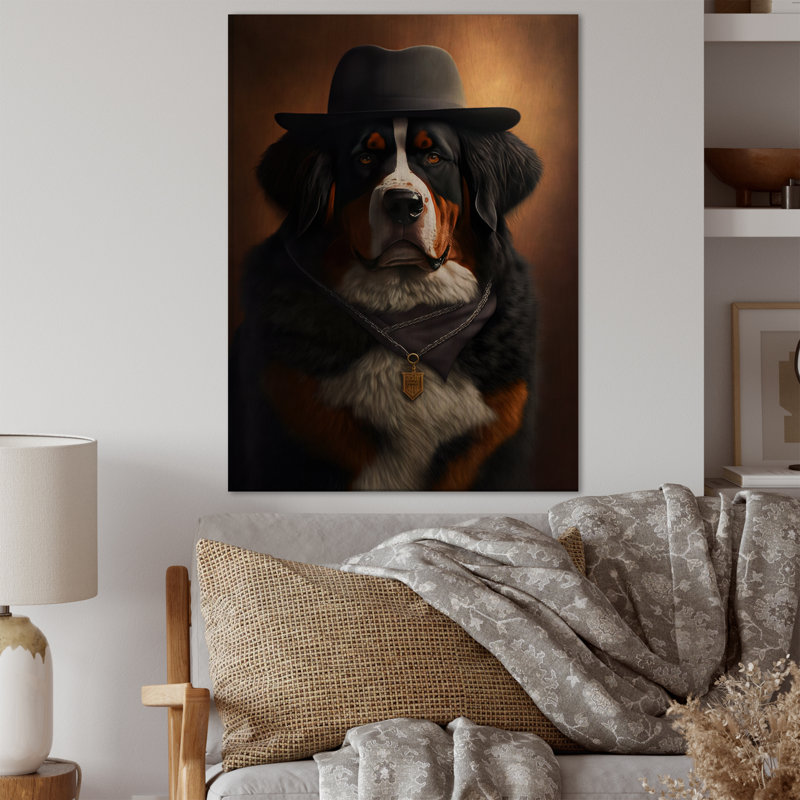 Helja Mafia Bernese Mountain Dog - impression sans cadre sur bois, H 20 po x l 12 po x P 1 po