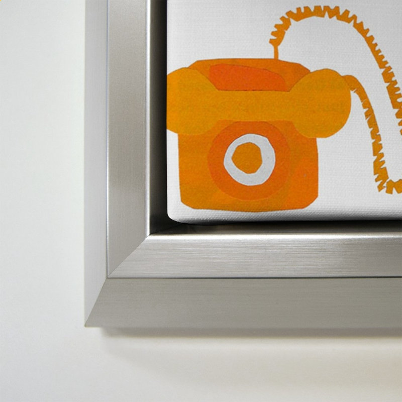 Orange téléphone rétro, Silver, 44" H x 64" W