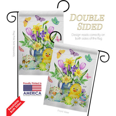 Ensemble de drapeaux en polyester 18 x 13 po Duckie de Pâques