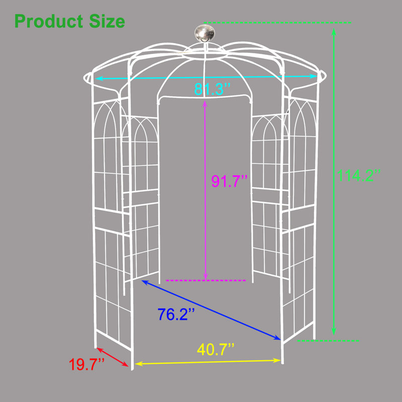 Pavillon de jardin crème blanc crème, 81,3 po x 114,2 po, pavillon de jardin, résistance au vent, arche de pavillon en métal facile à assembler, blanc, coupe-vent, prisme simple