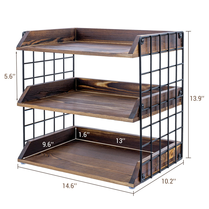Metal Solid Wood Paper Organiser