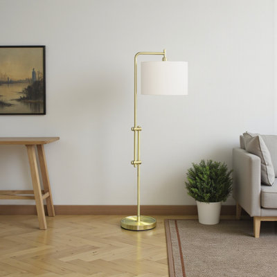 Roldan 63"H Floor Lamp, Brass Metal & Ivory / Cream Shade