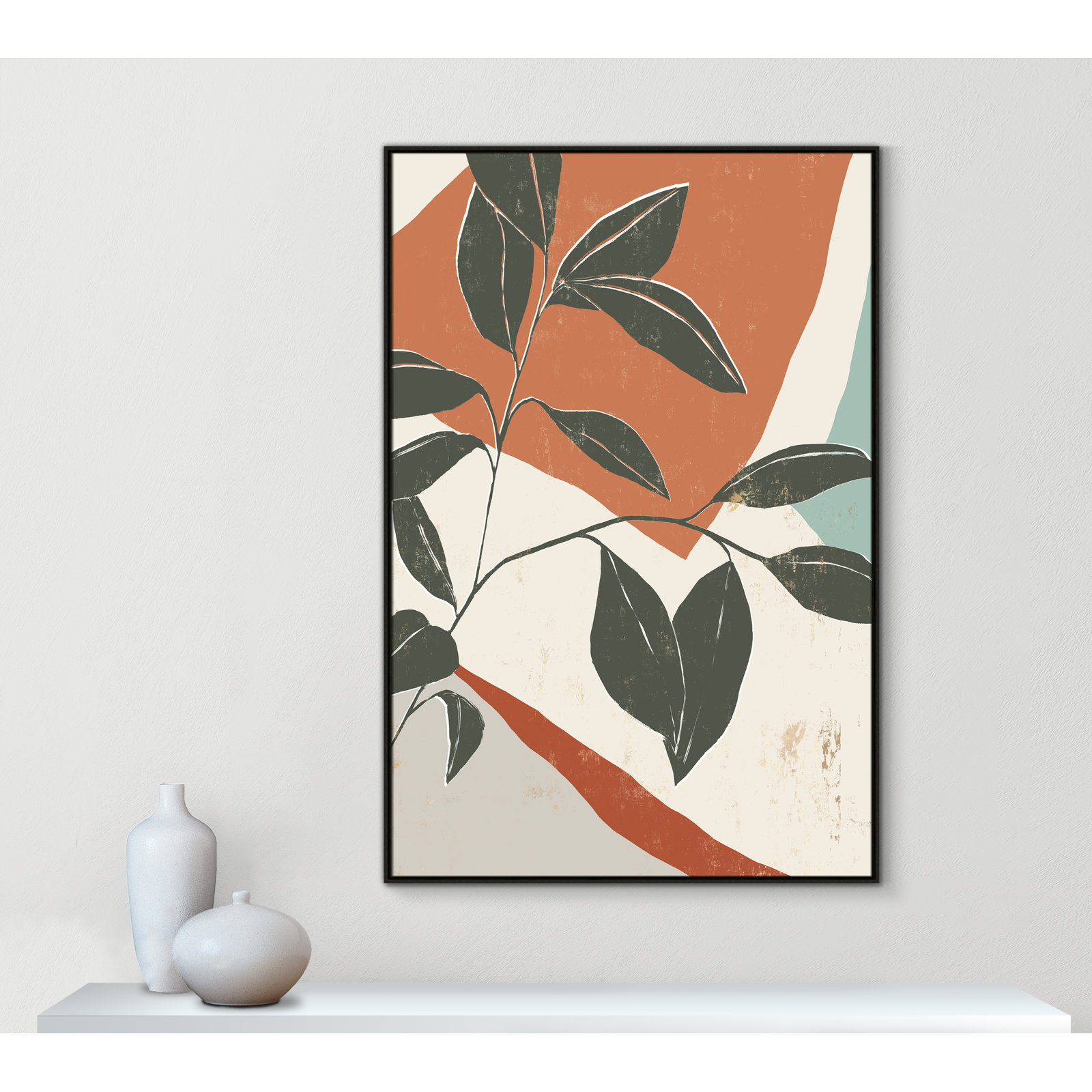 Cutout Leaves "Cutout Leaves I" Print, 61.5" H x 41.5" W x 2" D, Espresso Framed