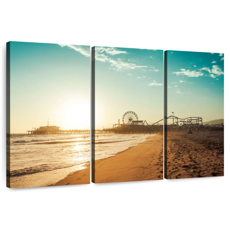 Lever de soleil sur la plage Gillard Santa Monica, H 42 po x l 65 po