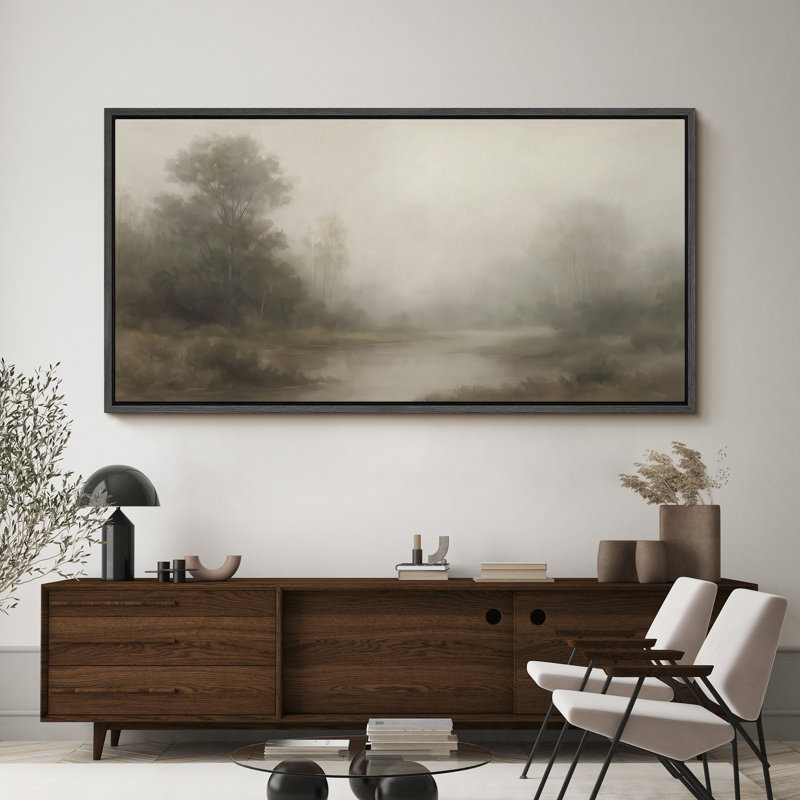 Grande impression sur toile encadrée - impression de paysage rétro pour décor de maison de campagne moderne, Noir