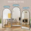 Miroir de plancher noir arqué avec support, miroir autoportant de 38 po x 77 po pour chambre à coucher-1950966360-1950966362