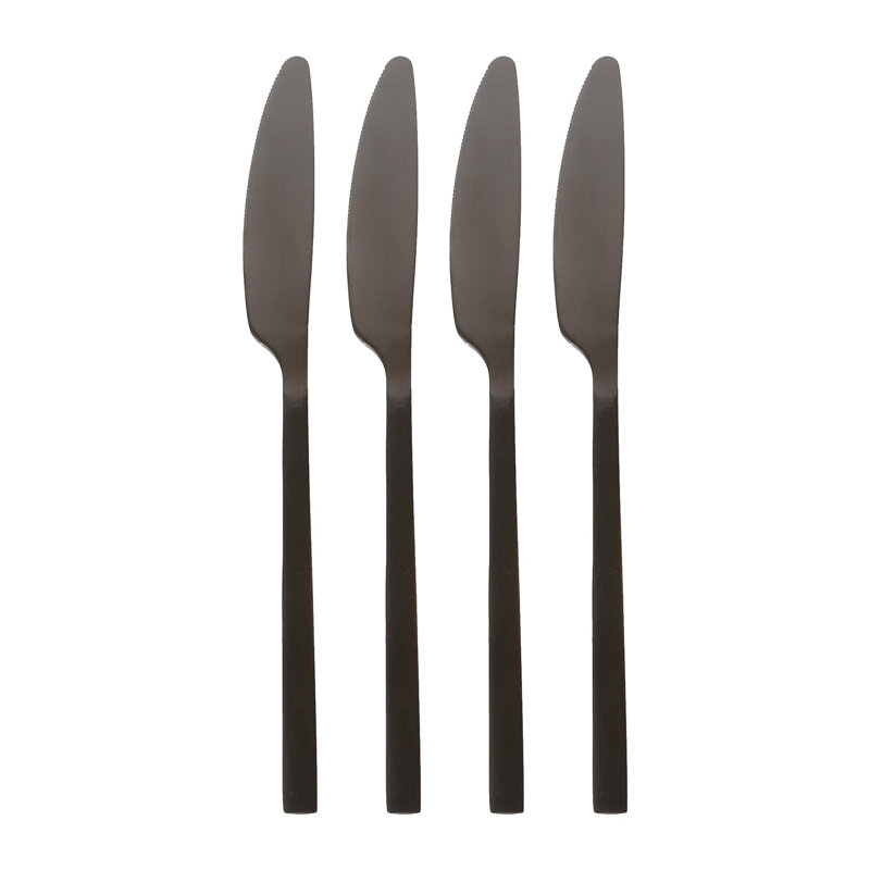 Stainless Steel Dinner Knives - 21cm - Pack of 4, Black