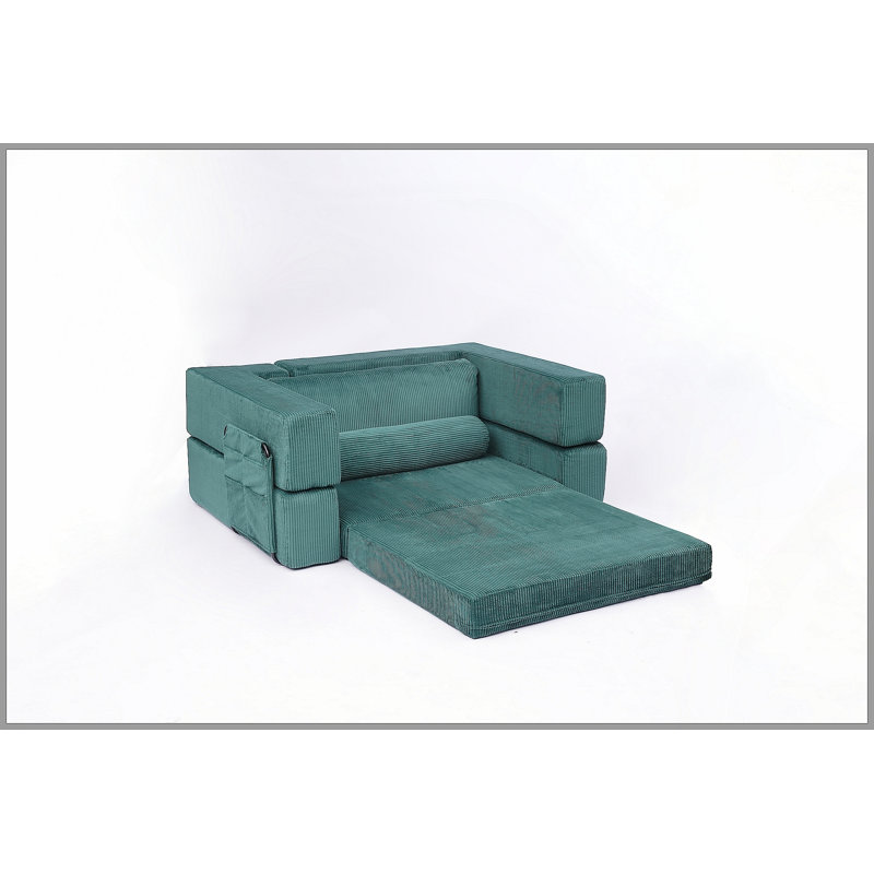 Foldable Castle Sofa Modular PlayCouchfor Living Room & Bedroom Instant Expansion Comfortable &Creative Design Furniture Seater with One Side Seat,Green.