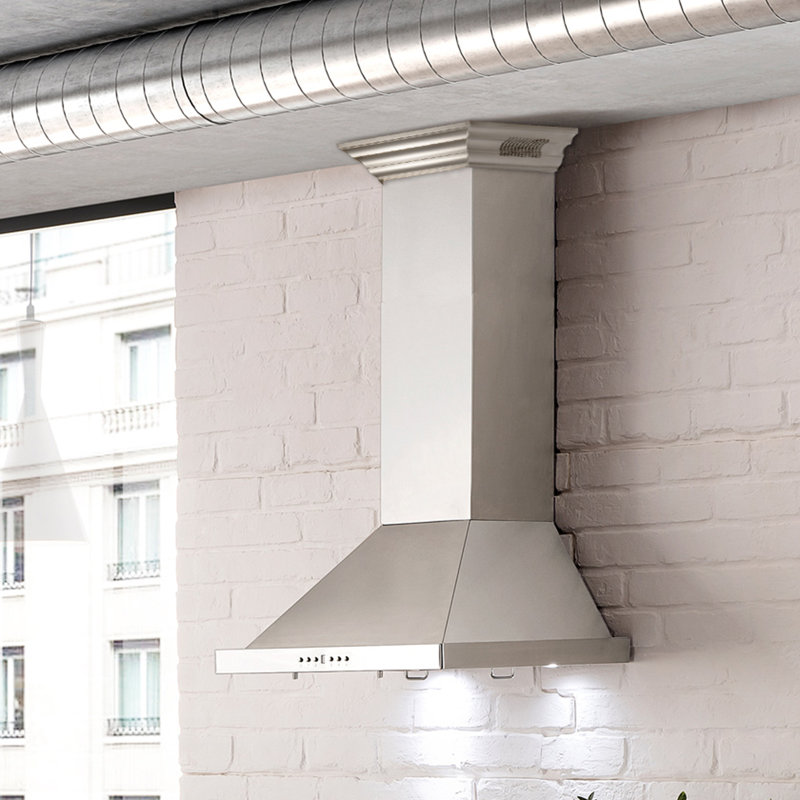 24" Crown Sound 400 CFM Ducted Wall Mount Range Hood with Wi-Fi, Stainless Steel