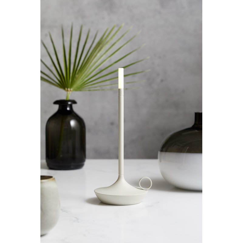 Candle-Inspired Portable Rechargeable Lamp - Wick, Mist Gray, 10.2" H x 4.7" W x 4.7" D