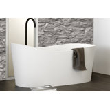 Wave 57.63" x 26.25" x 24.81" Freestanding Solid Surface Soaker Tub