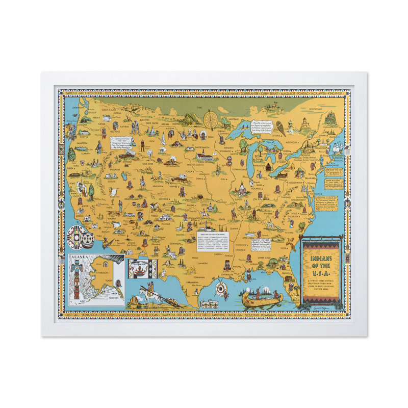 Indians of the USA, Poster, 12"H x 16"W, White Framed