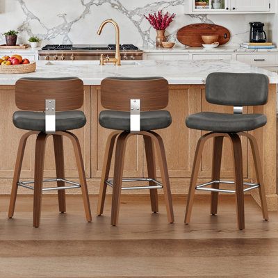 Derek Swivel Leather Upholstered Counter & Bar Stool