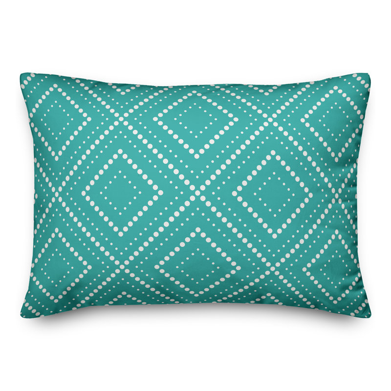  Coussin lombaire intérieur / extérieur à pois Donds, Polyester/ Bourre en polyester, Bleu-vert/Blanc