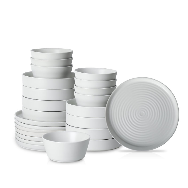 Stone Lain Elica 24-Piece Dinnerware Set Stoneware, White