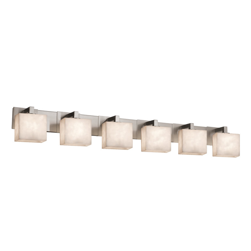 Barre d'éclairage de salle de bain à intensité variable 6 lumières Brey, Nickel brossé