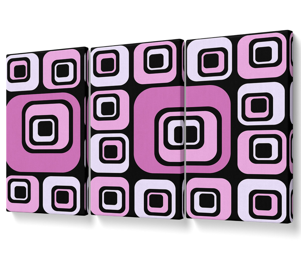 Ivy Bronx Squareness of Pink - 3 Piece Wrapped Canvas Graphic Art ...