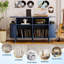 Tourne-disque rond, armoire de rangement en vinyle, bleu Mid-Century moderne
