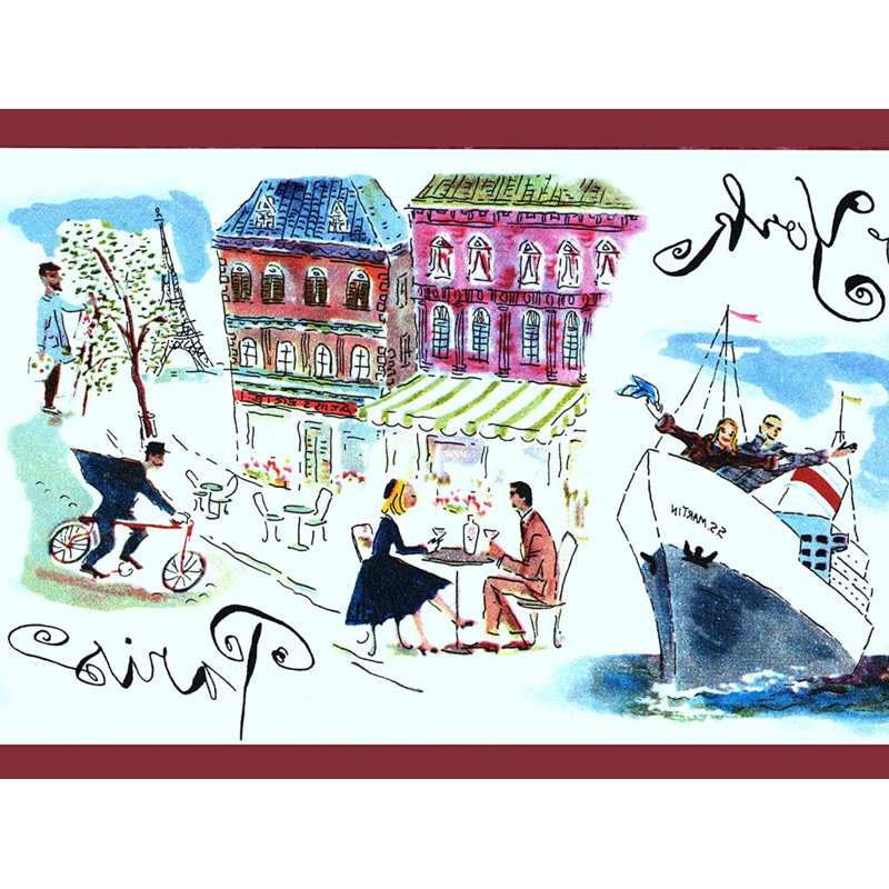 Bordure de papier peint L 15 pi x l 7 po City People Ship