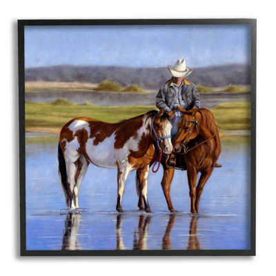 " Cowboy In Shallow River " by Victoria Schultz
