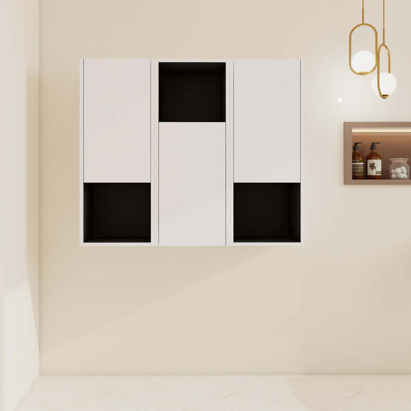 36" Wall Mounted Required Linen Cabinet With 3 Soft Close Doors, White