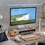 Bamboo Monitor Stand Riser With Drawer, Ergonomic Computer Riser