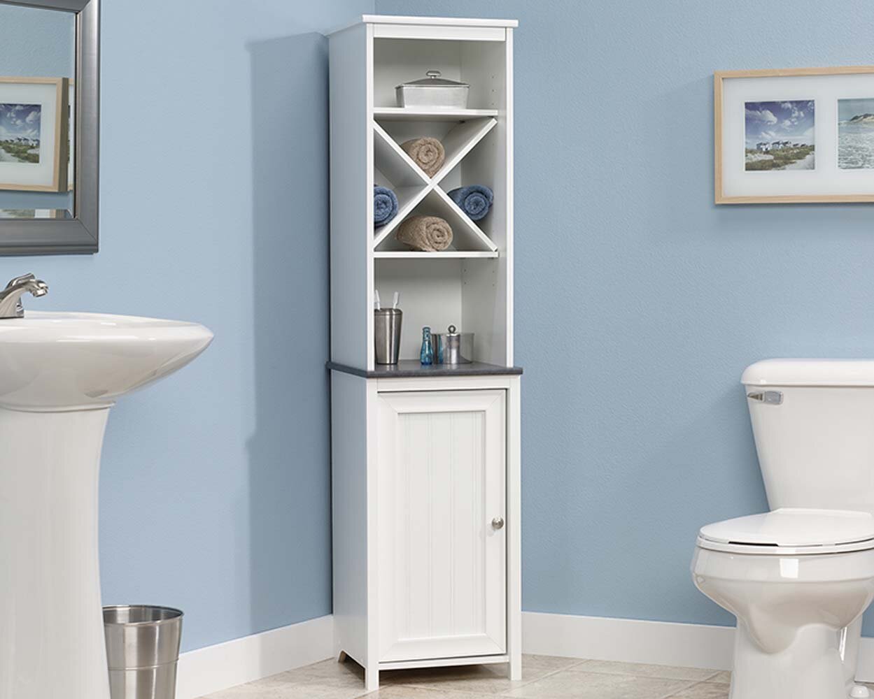 Breakwater Bay Melson 14.5 W x 28.5 H Bathroom Shelf Finish: Natural