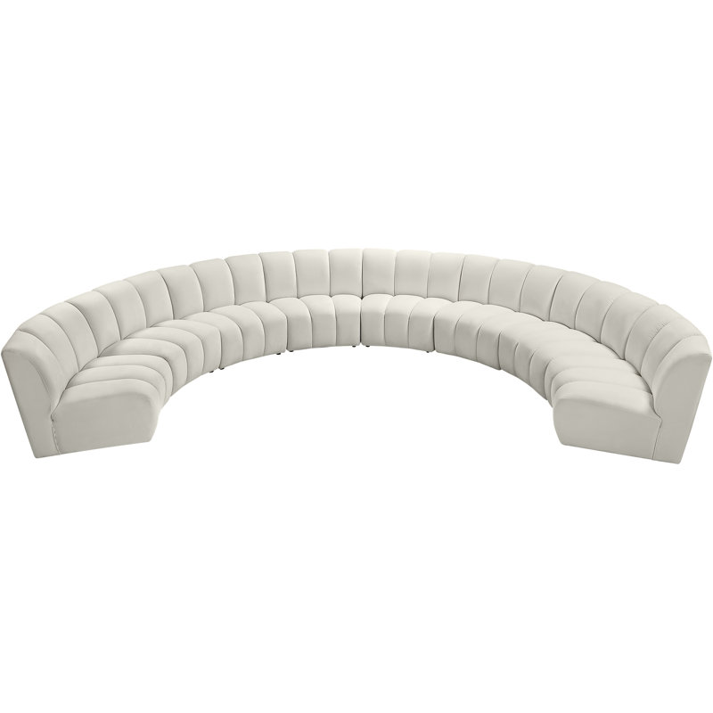 Infinity Wide Velvet Symmetrical Corner Sectional, Cream Velvet, 8-Piece