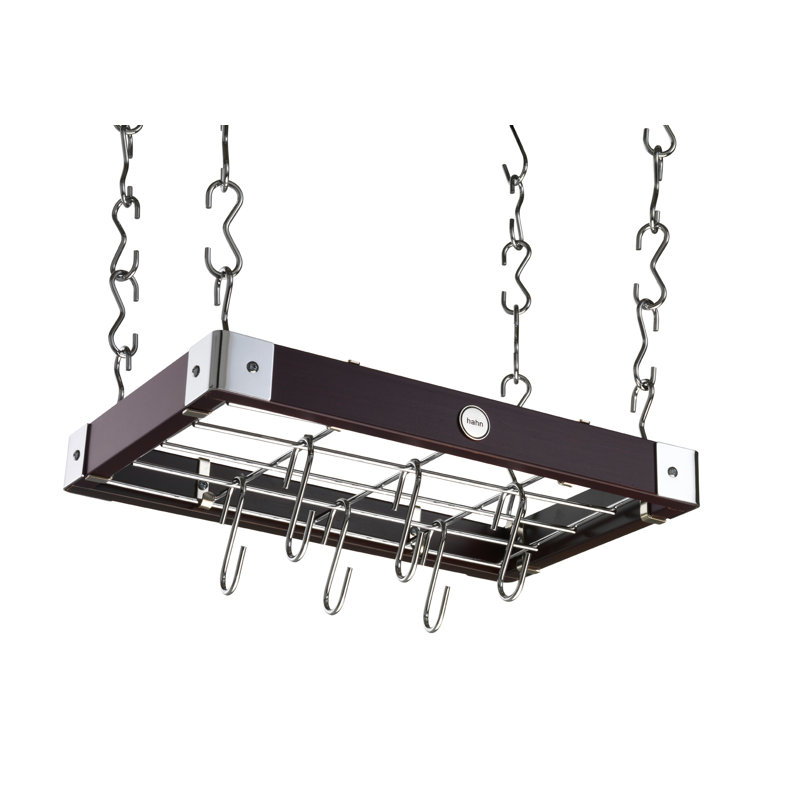 Metro Wood Rectangle Ceiling Mount Pot Rack, Espresso