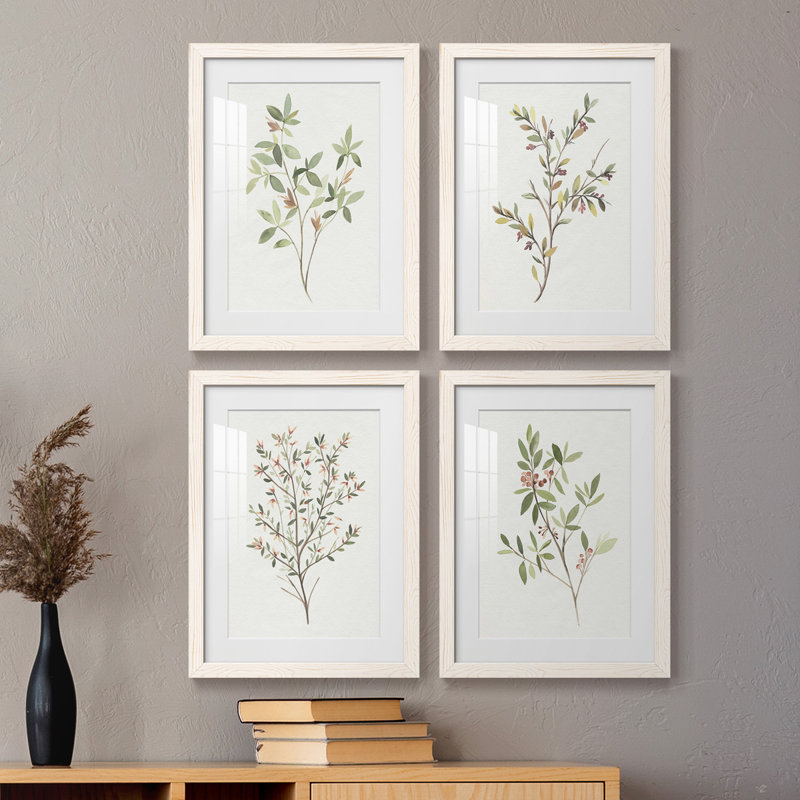 Simple Sprig I - ensemble de 4 reproductions de cadres photo, Blanc, H 24 po x l 72 po x P 1,5 po