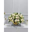 Large Faux White Peony Centerpiece: French Country Gold Vase Arrangement
