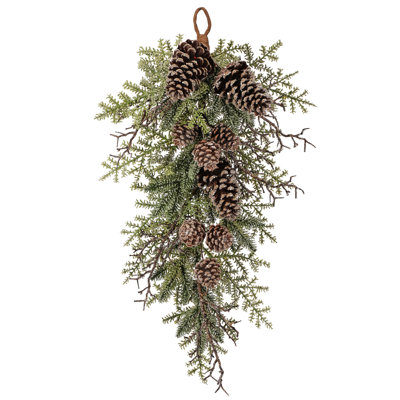 28" Iced Northwoods Evergreen Pinecone Swag