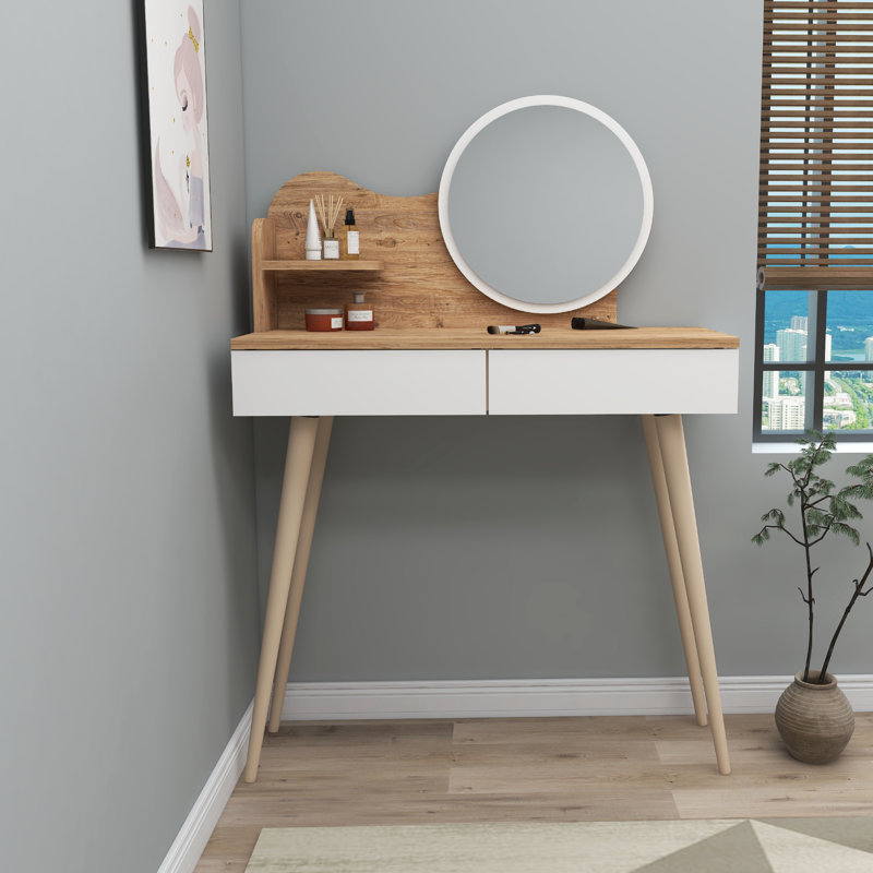 Dressing Table with Mirror Jennifer, Atlantic Pine/White