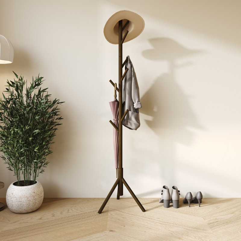 Houma Freestanding 8 Hook Coat Rack, Brown