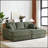 84Inch Corduroy 3 - Seater Sofa with 3 Back 2 Toss Pillows Ottoman 2 Storage Cup - Holding Grooves-382341691