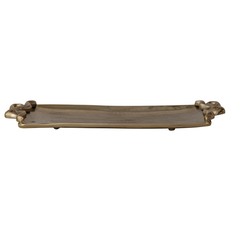 Cast Aluminum Rectangle Tray With Bow-Shaped Handles